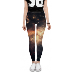 leggings с принтом Золотой космос в Белгороде, 80% полиэстер, 20% эластан | Эластичный пояс, зауженные к низу, низкая посадка | 