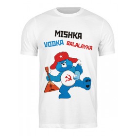 Мужская футболка с принтом Мишка Водка Балалайка в Белгороде,  |  | 