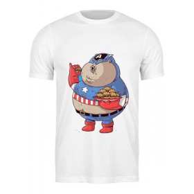 Мужская футболка с принтом Fat Captain America в Белгороде,  |  | 