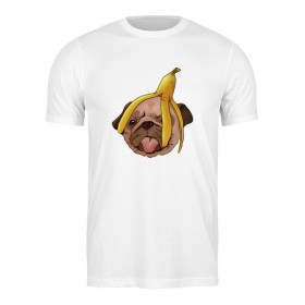 Мужская футболка с принтом Мопс и банановая кожура в Белгороде,  |  | 