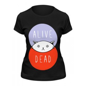 Женская футболка с принтом Кот Шрёдингера (Живой, Мертвый) в Белгороде,  |  | 