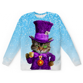 full_print_kids_sweatshirt с принтом Чеширский котик в Белгороде,  |  | Тематика изображения на принте: 