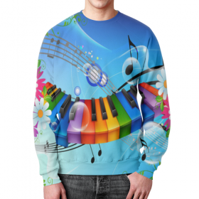 full_print_sweatshirt с принтом МУЗЫКА .НОТЫ.ЗВУК.КЛАВИШИ.ПИАНИНО.ЦВЕТЫ. в Белгороде,  |  | 