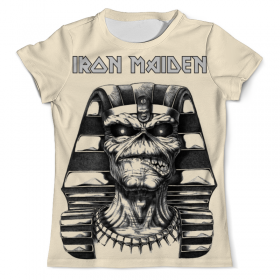 Мужская футболка 3D с принтом Iron Maiden Band в Белгороде, Футболка с нанесением полноцветного изображения по всей поверхности может быть выполнена в двух вариантах - ХЛОПОК и СИНТЕТИКА. | Хлопок - ткань из 100% хлопка высшего качества пенье.  <br>Синтетика - ткань с высоким содержанием синтетического волокна (до 80%).  Материал хорошо тянется, имеет приятную на ощупь фактуру | 