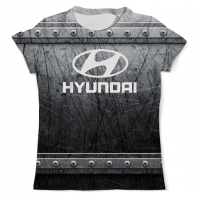 full_print_tee с принтом Hyundai в Белгороде, Футболка с нанесением полноцветного изображения по всей поверхности может быть выполнена в двух вариантах - ХЛОПОК и СИНТЕТИКА. | Хлопок - ткань из 100% хлопка высшего качества пенье.  <br>Синтетика - ткань с высоким содержанием синтетического волокна (до 80%).  Материал хорошо тянется, имеет приятную на ощупь фактуру | 