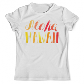 full_print_tee с принтом Aloha Hawaii в Белгороде, Футболка с нанесением полноцветного изображения по всей поверхности может быть выполнена в двух вариантах - ХЛОПОК и СИНТЕТИКА. | Хлопок - ткань из 100% хлопка высшего качества пенье.  <br>Синтетика - ткань с высоким содержанием синтетического волокна (до 80%).  Материал хорошо тянется, имеет приятную на ощупь фактуру | 