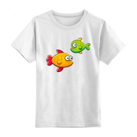 kids_tee с принтом Две морские рыбки: желтая и зеленая в Белгороде,  |  | Тематика изображения на принте: 