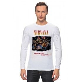 Мужской лонгслив с принтом Nirvana Unplagged album t-shirt в Белгороде, Хлопок |  | 