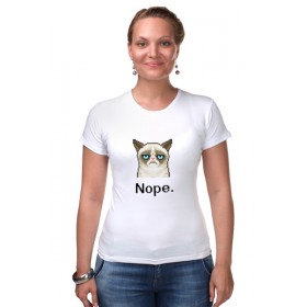 Женская футболка стрэйч с принтом Сердитый котик / Grumpy Cat (Пиксельный) в Белгороде,  |  | Тематика изображения на принте: 