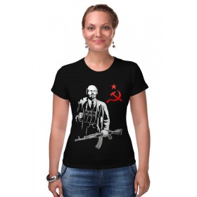 Женская футболка стрэйч с принтом Ленин Калашников АК47 в Белгороде,  |  | 