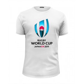 Мужская футболка Premium с принтом Rugby world cup 2019 в Белгороде, Белый, черный, серый меланж, голубой: 100% хлопок, плотность 160 гр. Остальные цвета: 92% хлопок, 8% лайкра, плотность 170-180гр. |  | Тематика изображения на принте: 