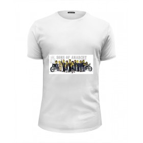 Мужская футболка Premium с принтом Сыны анархии в Белгороде, Белый, черный, серый меланж, голубой: 100% хлопок, плотность 160 гр. Остальные цвета: 92% хлопок, 8% лайкра, плотность 170-180гр. |  | 