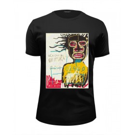 Мужская футболка Premium с принтом Jean-Michel Basquiat в Белгороде, Белый, черный, серый меланж, голубой: 100% хлопок, плотность 160 гр. Остальные цвета: 92% хлопок, 8% лайкра, плотность 170-180гр. |  | 