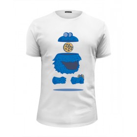 Мужская футболка Premium с принтом Печеньковое Чудовище в Белгороде, Белый, черный, серый меланж, голубой: 100% хлопок, плотность 160 гр. Остальные цвета: 92% хлопок, 8% лайкра, плотность 170-180гр. |  | 