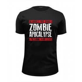 Мужская футболка Premium с принтом Zombie Apocalypse в Белгороде, Белый, черный, серый меланж, голубой: 100% хлопок, плотность 160 гр. Остальные цвета: 92% хлопок, 8% лайкра, плотность 170-180гр. |  | 