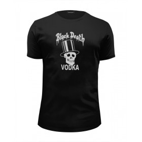 Мужская футболка Premium с принтом Black Death Vodka в Белгороде, Белый, черный, серый меланж, голубой: 100% хлопок, плотность 160 гр. Остальные цвета: 92% хлопок, 8% лайкра, плотность 170-180гр. |  | Тематика изображения на принте: 