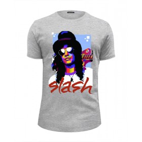 Мужская футболка Premium с принтом Slash в Белгороде, Белый, черный, серый меланж, голубой: 100% хлопок, плотность 160 гр. Остальные цвета: 92% хлопок, 8% лайкра, плотность 170-180гр. |  | 