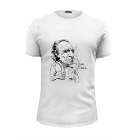 Мужская футболка Premium с принтом Чарльз Буковски(Charles Bukowski) в Белгороде, Белый, черный, серый меланж, голубой: 100% хлопок, плотность 160 гр. Остальные цвета: 92% хлопок, 8% лайкра, плотность 170-180гр. |  | 