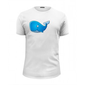 Мужская футболка Premium с принтом Голубой морской кит-кашалот в Белгороде, Белый, черный, серый меланж, голубой: 100% хлопок, плотность 160 гр. Остальные цвета: 92% хлопок, 8% лайкра, плотность 170-180гр. |  | 