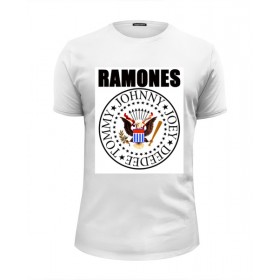 Мужская футболка Premium с принтом Ramones в Белгороде, Белый, черный, серый меланж, голубой: 100% хлопок, плотность 160 гр. Остальные цвета: 92% хлопок, 8% лайкра, плотность 170-180гр. |  | Тематика изображения на принте: 