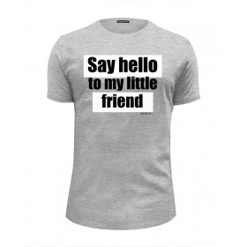 Мужская футболка Premium с принтом Say hello to my little friend / Scarface в Белгороде, Белый, черный, серый меланж, голубой: 100% хлопок, плотность 160 гр. Остальные цвета: 92% хлопок, 8% лайкра, плотность 170-180гр. |  | 