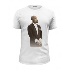 Мужская футболка Premium с принтом 2Pac Shakur в Белгороде, Белый, черный, серый меланж, голубой: 100% хлопок, плотность 160 гр. Остальные цвета: 92% хлопок, 8% лайкра, плотность 170-180гр. |  | Тематика изображения на принте: 