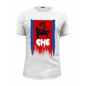 Мужская футболка Premium с принтом СHE Guevara в Белгороде, Белый, черный, серый меланж, голубой: 100% хлопок, плотность 160 гр. Остальные цвета: 92% хлопок, 8% лайкра, плотность 170-180гр. |  | 