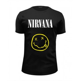 Мужская футболка Premium с принтом Nirvana в Белгороде, Белый, черный, серый меланж, голубой: 100% хлопок, плотность 160 гр. Остальные цвета: 92% хлопок, 8% лайкра, плотность 170-180гр. |  | 
