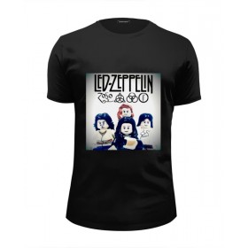 Мужская футболка Premium с принтом Led Zeppelin - toys в Белгороде, Белый, черный, серый меланж, голубой: 100% хлопок, плотность 160 гр. Остальные цвета: 92% хлопок, 8% лайкра, плотность 170-180гр. |  | Тематика изображения на принте: 