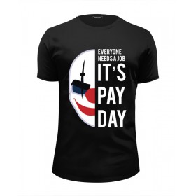 Мужская футболка Premium с принтом Payday в Белгороде, Белый, черный, серый меланж, голубой: 100% хлопок, плотность 160 гр. Остальные цвета: 92% хлопок, 8% лайкра, плотность 170-180гр. |  | 
