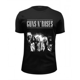Мужская футболка Premium с принтом Guns n roses в Белгороде, Белый, черный, серый меланж, голубой: 100% хлопок, плотность 160 гр. Остальные цвета: 92% хлопок, 8% лайкра, плотность 170-180гр. |  | 