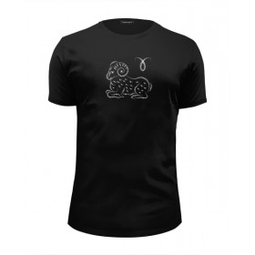 Мужская футболка Premium с принтом знак зодиака Овен в Белгороде, Белый, черный, серый меланж, голубой: 100% хлопок, плотность 160 гр. Остальные цвета: 92% хлопок, 8% лайкра, плотность 170-180гр. |  | 