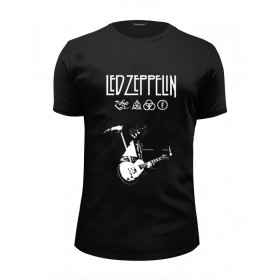 Мужская футболка Premium с принтом Led Zeppelin в Белгороде, Белый, черный, серый меланж, голубой: 100% хлопок, плотность 160 гр. Остальные цвета: 92% хлопок, 8% лайкра, плотность 170-180гр. |  | 