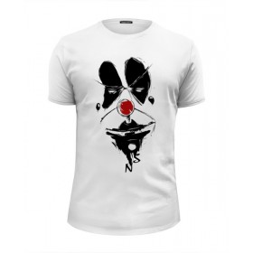 Мужская футболка Premium с принтом Грустный Клоун - Sad Clown в Белгороде, Белый, черный, серый меланж, голубой: 100% хлопок, плотность 160 гр. Остальные цвета: 92% хлопок, 8% лайкра, плотность 170-180гр. |  | 