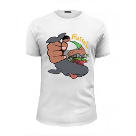 Мужская футболка Premium с принтом Gorillaz Russel в Белгороде, Белый, черный, серый меланж, голубой: 100% хлопок, плотность 160 гр. Остальные цвета: 92% хлопок, 8% лайкра, плотность 170-180гр. |  | 