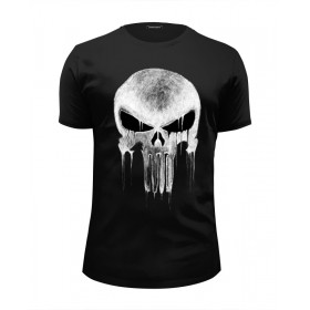 Мужская футболка Premium с принтом The Punisher 4 в Белгороде, Белый, черный, серый меланж, голубой: 100% хлопок, плотность 160 гр. Остальные цвета: 92% хлопок, 8% лайкра, плотность 170-180гр. |  | 