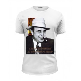 Мужская футболка Premium с принтом Аль Капоне в Белгороде, Белый, черный, серый меланж, голубой: 100% хлопок, плотность 160 гр. Остальные цвета: 92% хлопок, 8% лайкра, плотность 170-180гр. |  | 