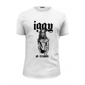 Мужская футболка Premium с принтом IGGY on aSTEROIDS в Белгороде, Белый, черный, серый меланж, голубой: 100% хлопок, плотность 160 гр. Остальные цвета: 92% хлопок, 8% лайкра, плотность 170-180гр. |  | 