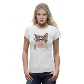 Женская футболка Premium с принтом Забавная кошка в Белгороде,  |  | 