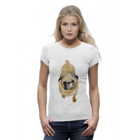 Женская футболка Premium с принтом Нарисованный мопс в Белгороде,  |  | 