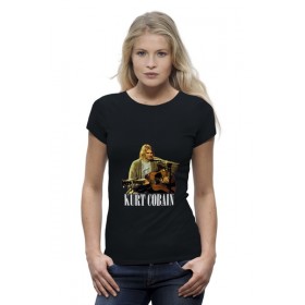 Женская футболка Premium с принтом Nirvana Kurt Cobain guitar t-shirt в Белгороде,  |  | Тематика изображения на принте: 