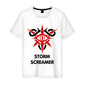 Мужская футболка хлопок с принтом Dark Elf Mage - Storm Screamer в Белгороде, 100% хлопок | прямой крой, круглый вырез горловины, длина до линии бедер, слегка спущенное плечо. | elf | lineage | storm screamer