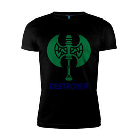 Мужская футболка премиум с принтом Orc Fighter - Destroyer в Белгороде, 92% хлопок, 8% лайкра | приталенный силуэт, круглый вырез ворота, длина до линии бедра, короткий рукав | destroyer | lineage