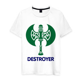 Мужская футболка хлопок с принтом Orc Fighter - Destroyer в Белгороде, 100% хлопок | прямой крой, круглый вырез горловины, длина до линии бедер, слегка спущенное плечо. | Тематика изображения на принте: destroyer | lineage