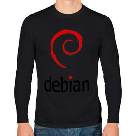 Мужской лонгслив хлопок с принтом debian в Белгороде, 100% хлопок |  | debian | linux | дистрибутивы | линукс | ос