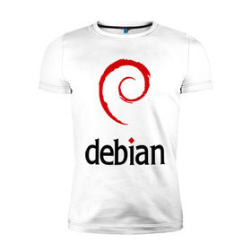 Мужская футболка премиум с принтом debian в Белгороде, 92% хлопок, 8% лайкра | приталенный силуэт, круглый вырез ворота, длина до линии бедра, короткий рукав | debian | linux | дистрибутивы | линукс | ос