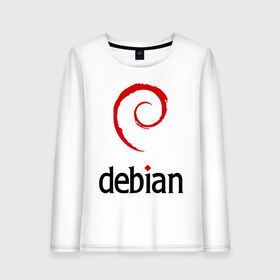 Женский лонгслив хлопок с принтом debian в Белгороде, 100% хлопок |  | debian | linux | дистрибутивы | линукс | ос