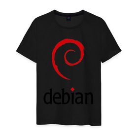 Мужская футболка хлопок с принтом debian в Белгороде, 100% хлопок | прямой крой, круглый вырез горловины, длина до линии бедер, слегка спущенное плечо. | Тематика изображения на принте: debian | linux | дистрибутивы | линукс | ос