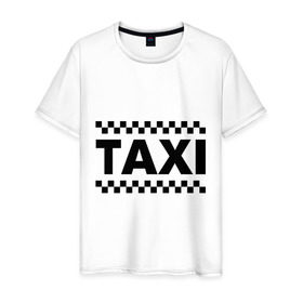 Мужская футболка хлопок с принтом Taxi в Белгороде, 100% хлопок | прямой крой, круглый вырез горловины, длина до линии бедер, слегка спущенное плечо. | Тематика изображения на принте: taxi | для таксиста | такси | таксист | шашечки