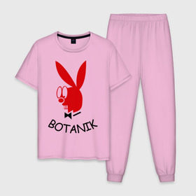Мужская пижама хлопок с принтом Botanic в Белгороде, 100% хлопок | брюки и футболка прямого кроя, без карманов, на брюках мягкая резинка на поясе и по низу штанин
 | botanik | playboy | ботаник | плейбой